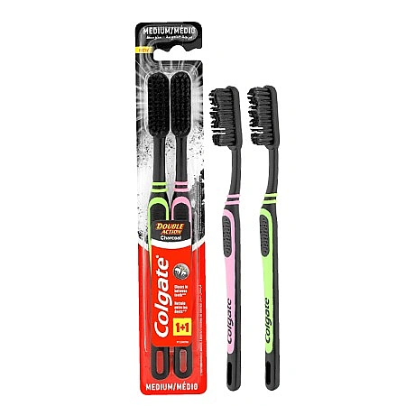 Colgate Toothbrush Double Action Charcoal Twin Pack