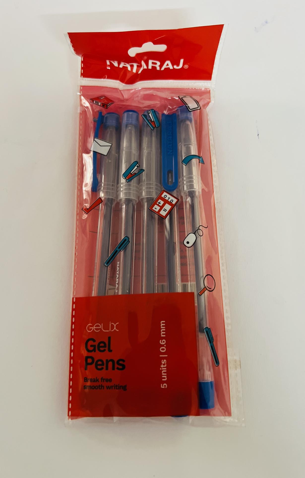 Nataraj Gelix Gel Pen Blue – Pkt (5 Pcs)
